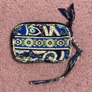Vera Bradley Navy Blue and Green Floral Wristlet